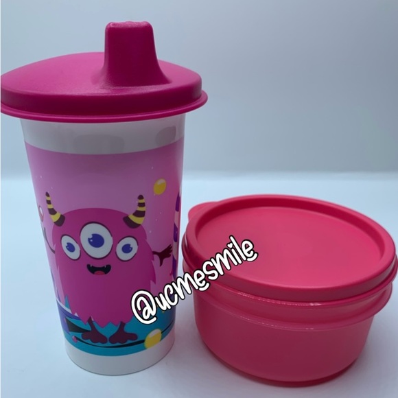 Tupperware Big Bell Zou Monster Tumbler Sippy Cup with Snack Cup - Picture 3 of 6